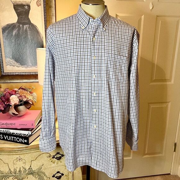EUC Men's Peter Millar Nanoluxe Easycare Plaid Check Button Down Shirt Size XL - Picture 1 of 2